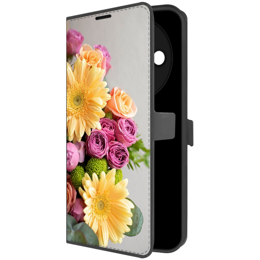 

Чехол-книжка Krutoff Eco Book для Xiaomi Redmi A3x Букет (черный)