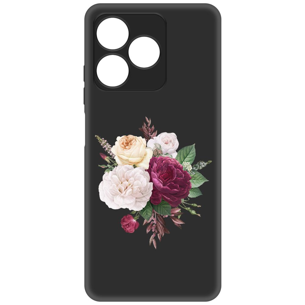 

Чехол-накладка Krutoff Soft Case Цветочная композиция для Realme C63 черный