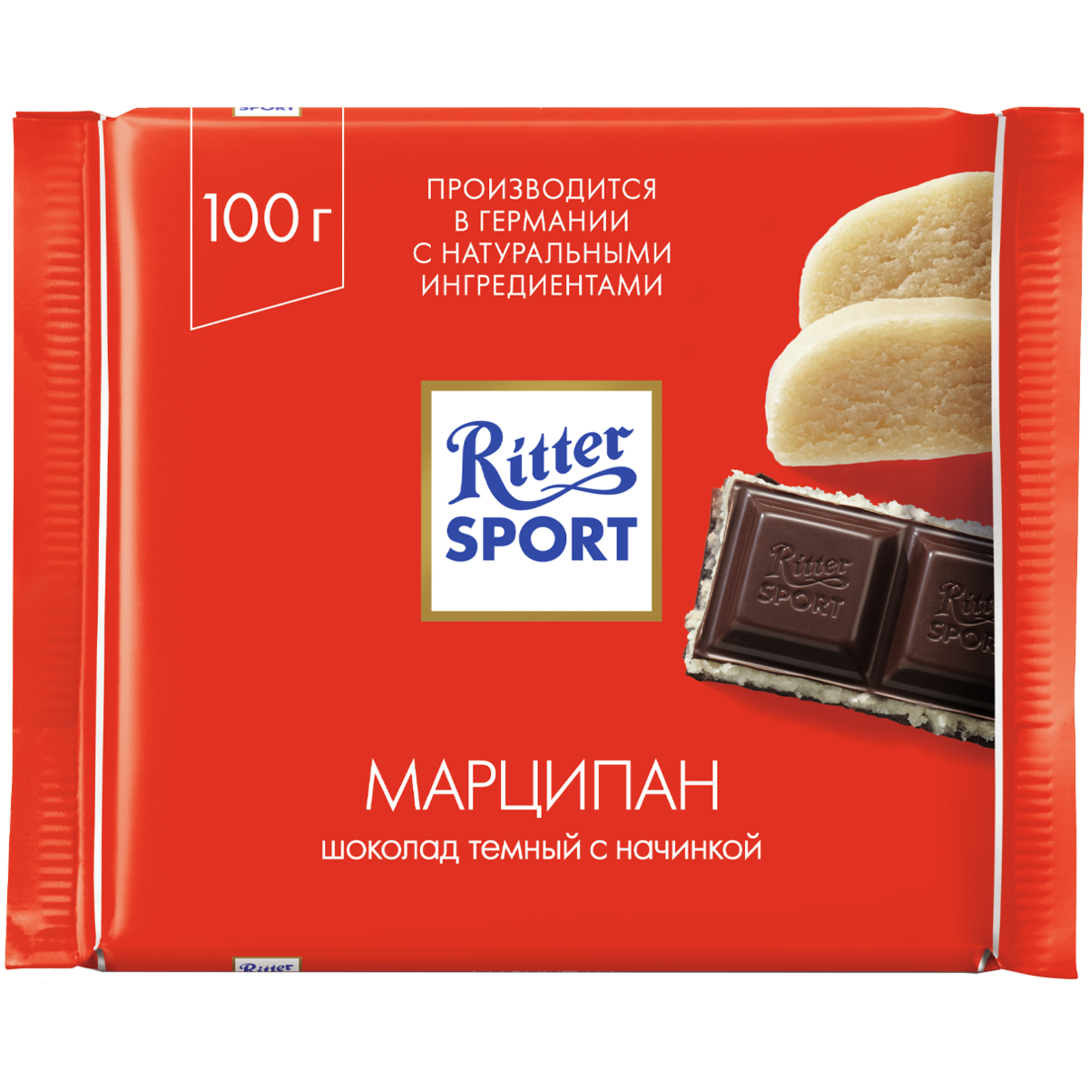 фото Шоколад тёмный ritter sport с начинкой марципан 100 г