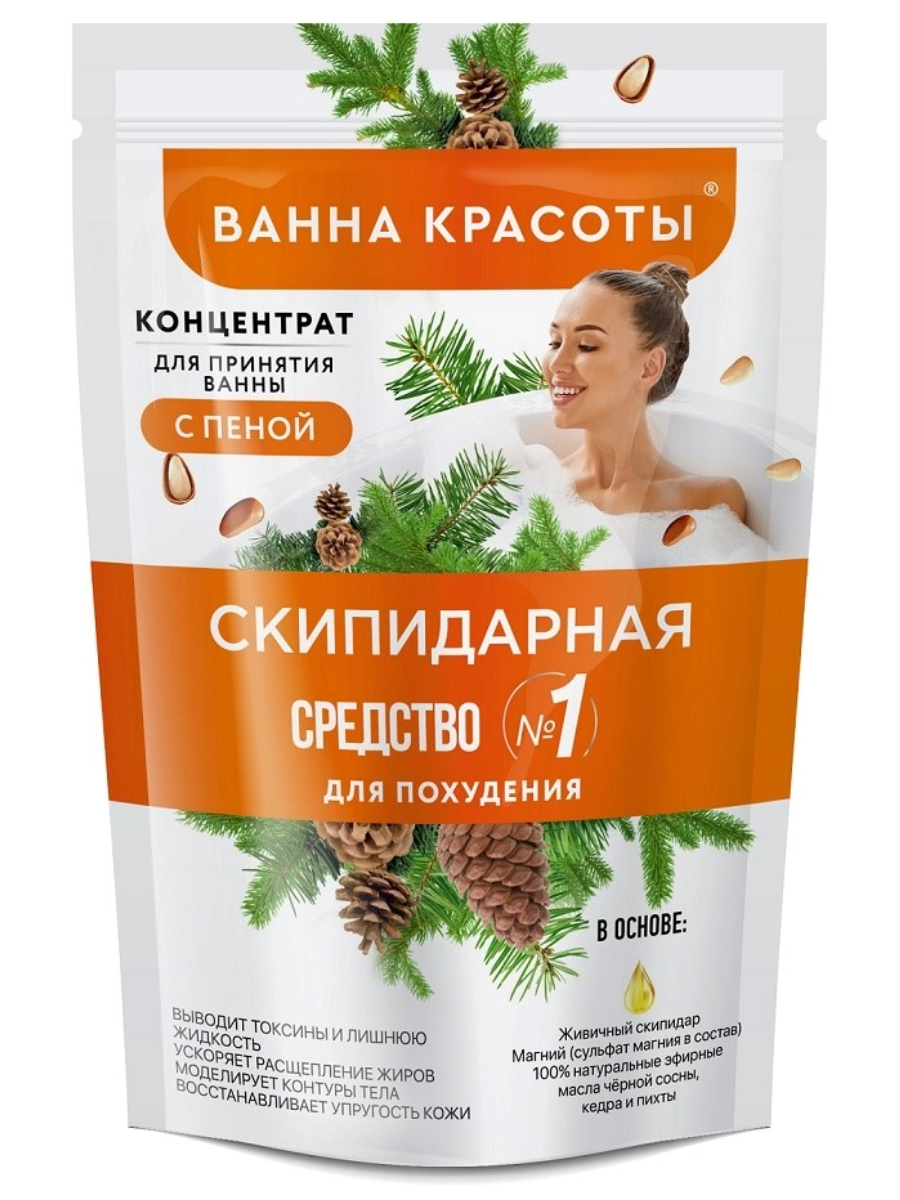 

Концентрат для принятия ванны Ванна Красоты, Скипидарная с пеной, черная сосна, 250 мл, Оранжевый