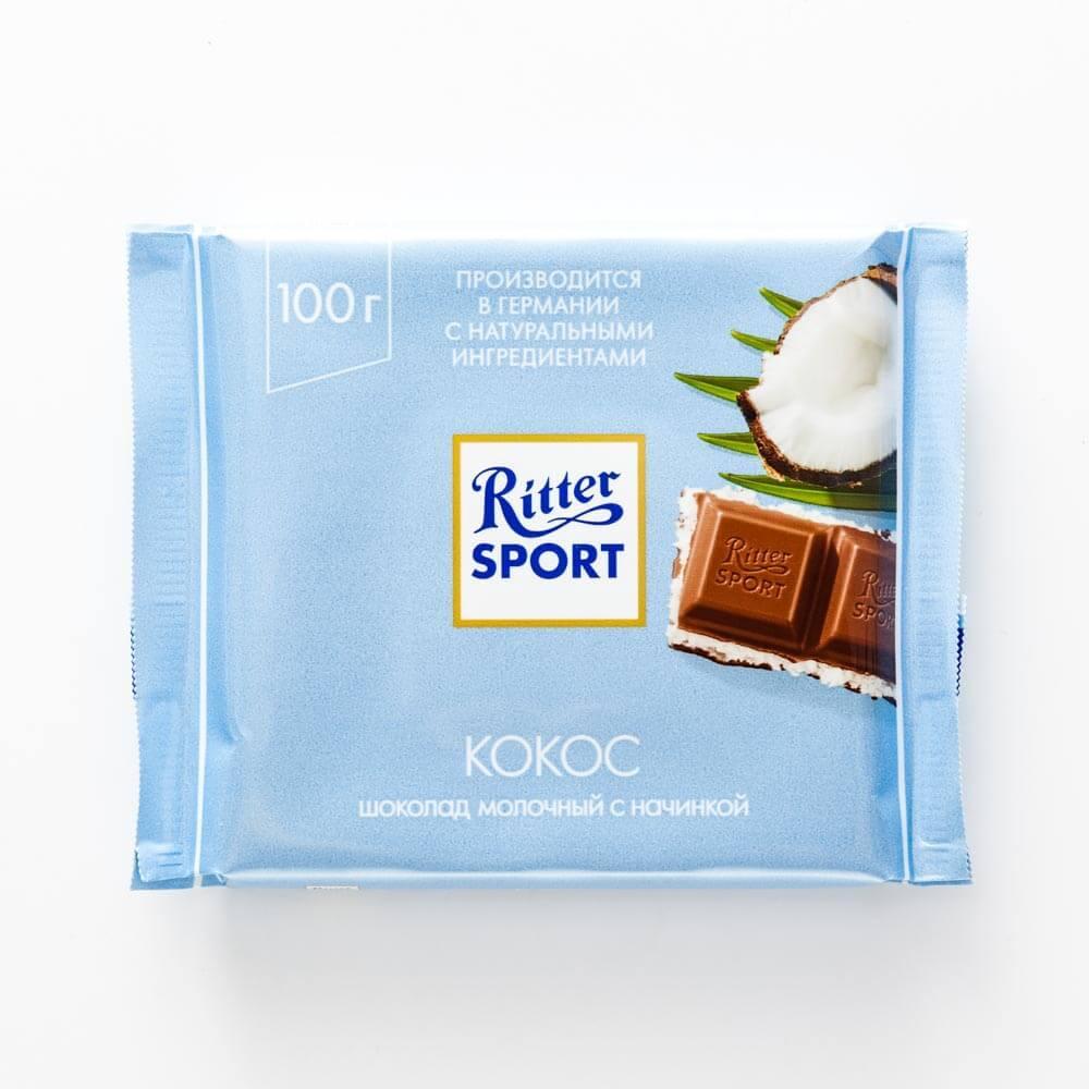 фото Шоколад молочный ritter sport с начинкой кокос 100 г