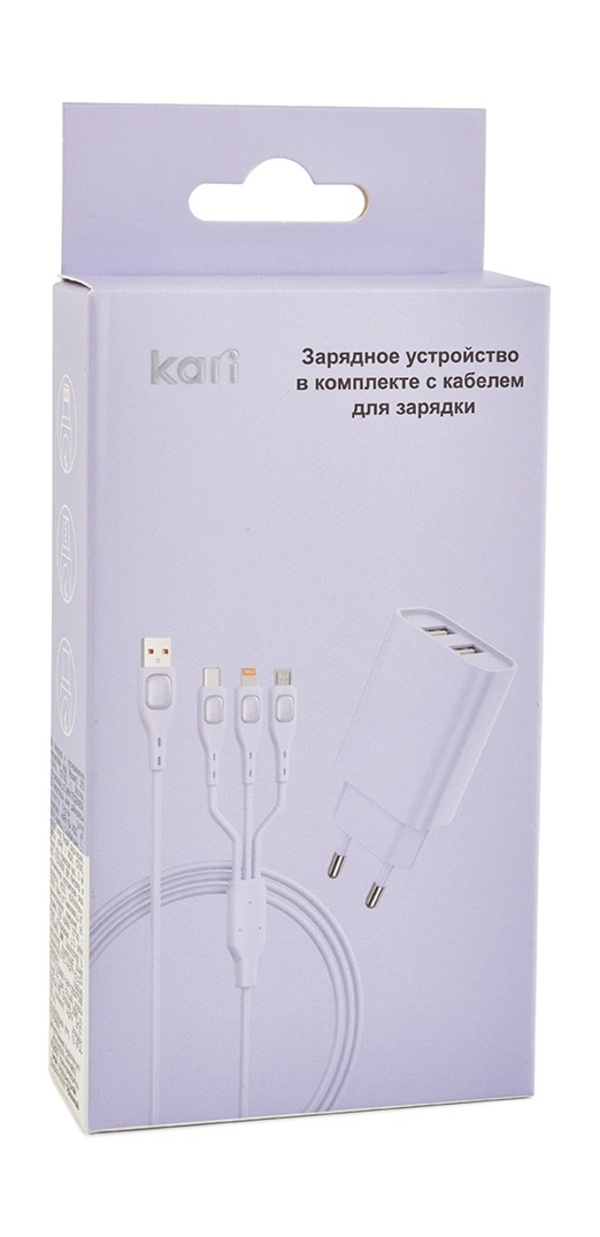

Сетевое зарядное устройство в комплекте с кабелем для зарядки CCS01-PURPLE, 220467
