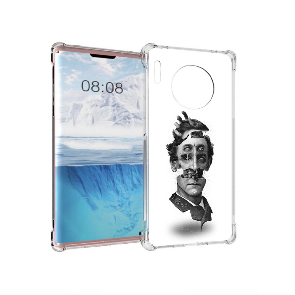 

Чехол MyPads Tocco для Huawei Mate 30 Pro страшное лицо абстракция, Прозрачный, Tocco