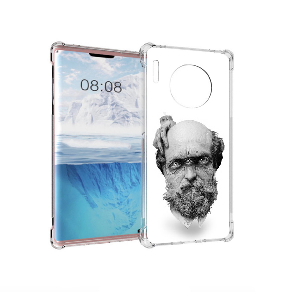 

Чехол MyPads Tocco для Huawei Mate 30 Pro страшный бородатый мужчина абстракция, Прозрачный, Tocco