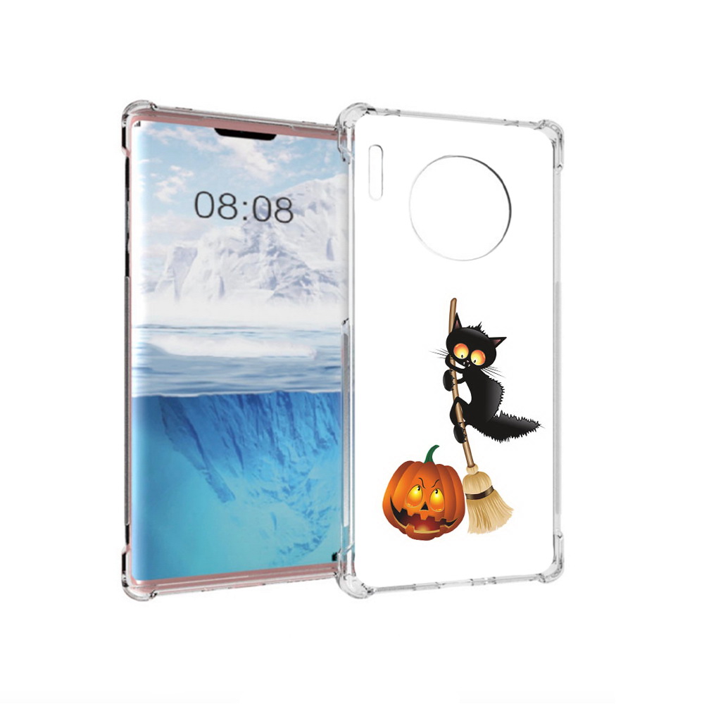 

Чехол MyPads Tocco для Huawei Mate 30 Pro хэлуинский котик, Прозрачный, Tocco