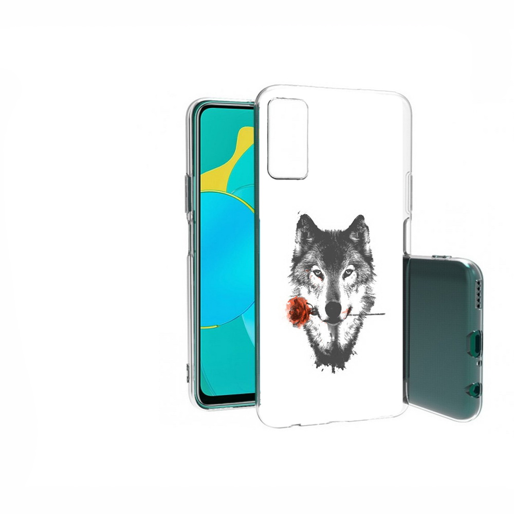 

Чехол MyPads Tocco для Huawei Honor 30S волк с розой, Прозрачный, Tocco