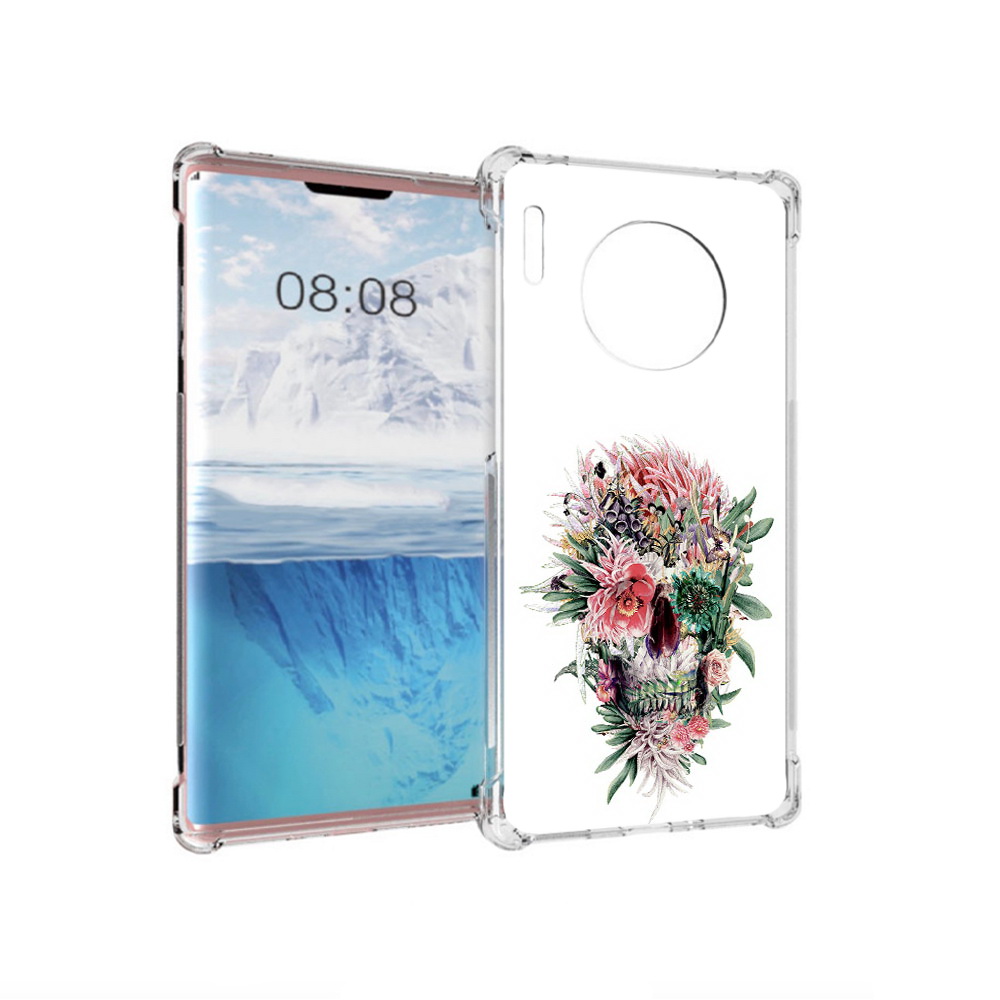 

Чехол MyPads Tocco для Huawei Mate 30 Pro череп из цветов, Прозрачный, Tocco