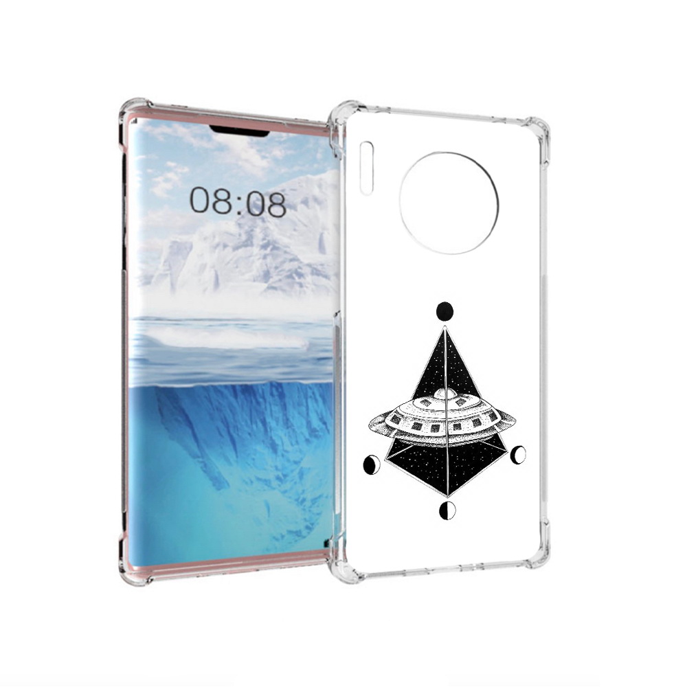

Чехол MyPads Tocco для Huawei Mate 30 Pro черно белая летающая тарелка, Прозрачный, Tocco
