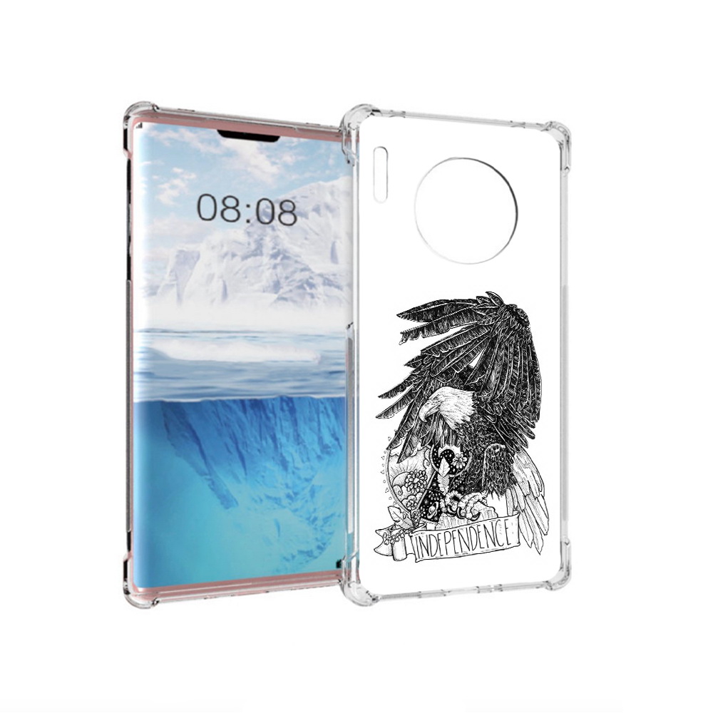 

Чехол MyPads Tocco для Huawei Mate 30 Pro черно белый сокол, Прозрачный, Tocco