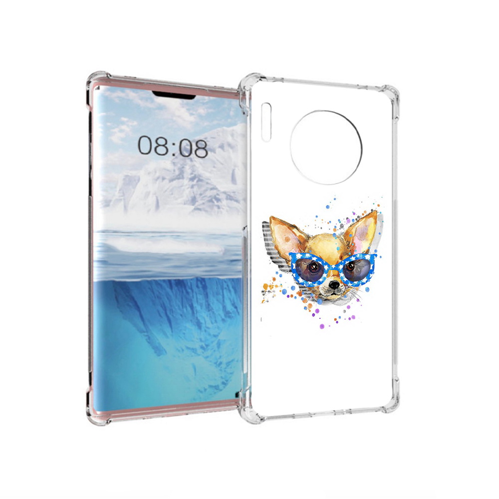 

Чехол MyPads Tocco для Huawei Mate 30 Pro чихуа-хуа в очках, Прозрачный, Tocco
