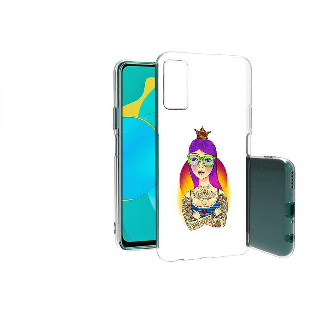 Чехол MyPads Tocco для Huawei Honor 30S девушка в татуировках с короной