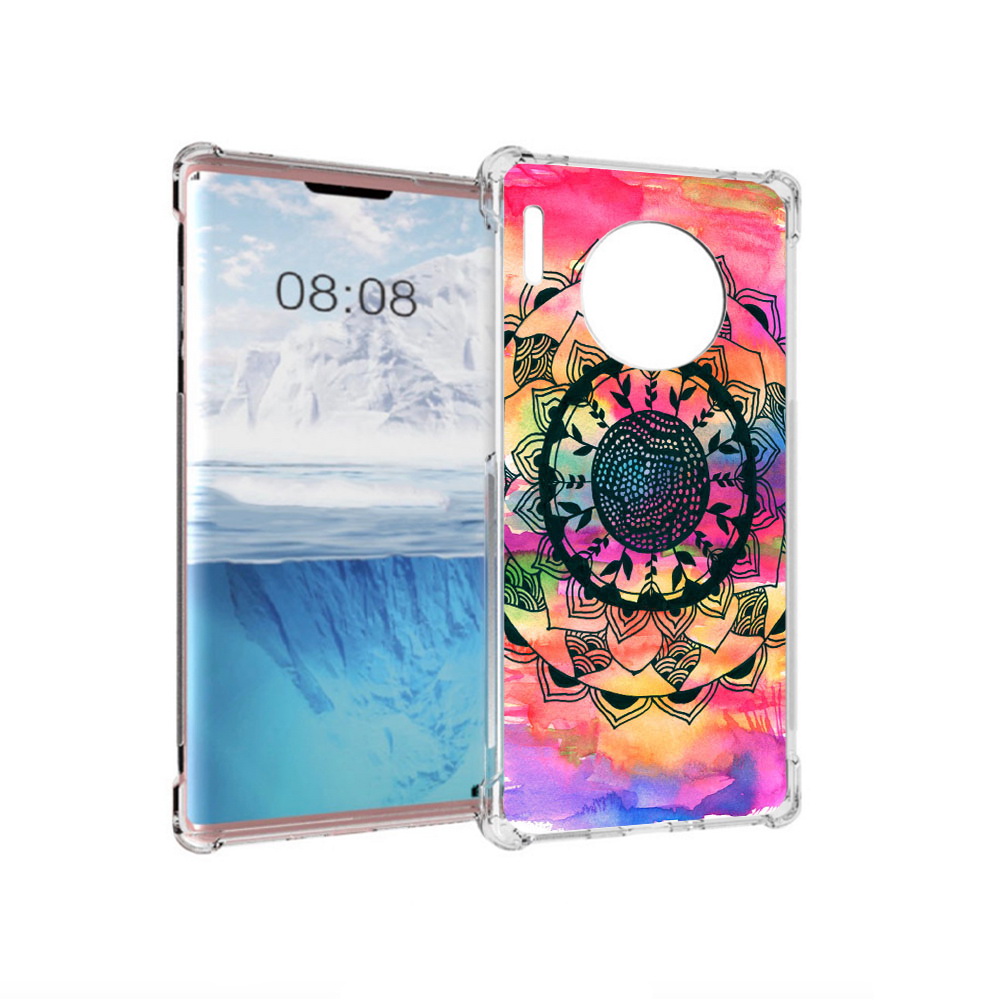 

Чехол MyPads Tocco для Huawei Mate 30 Pro яркая абстракция круглый цветок, Прозрачный, Tocco