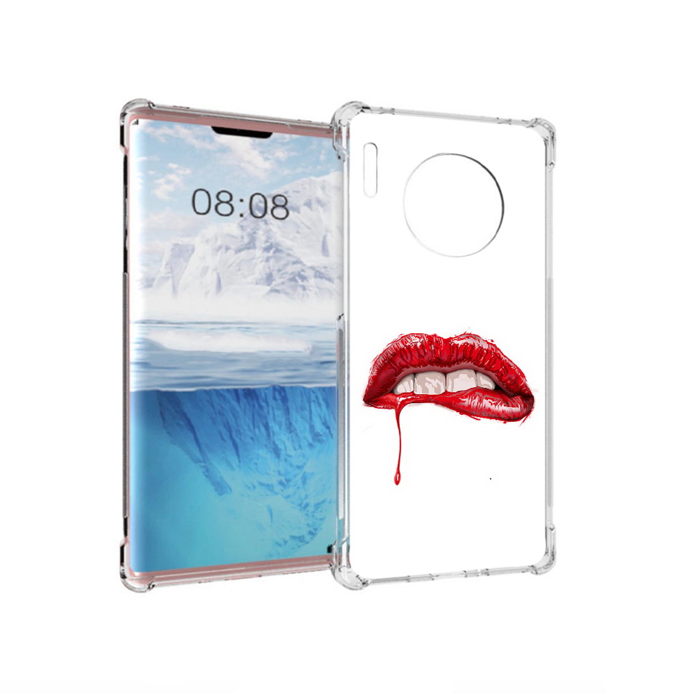 

Чехол MyPads Tocco для Huawei Mate 30 Pro яркие красные губы, Прозрачный, Tocco