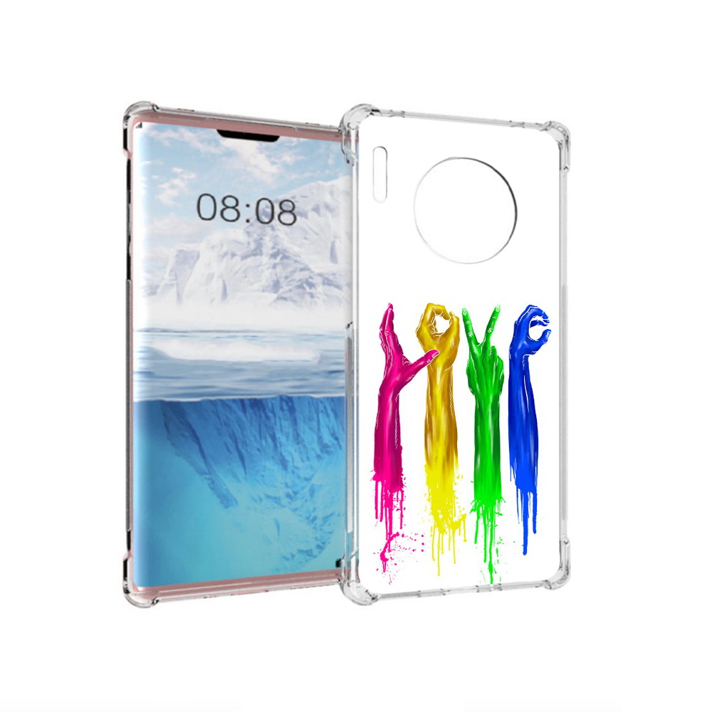 

Чехол MyPads Tocco для Huawei Mate 30 Pro яркие руки love, Прозрачный, Tocco