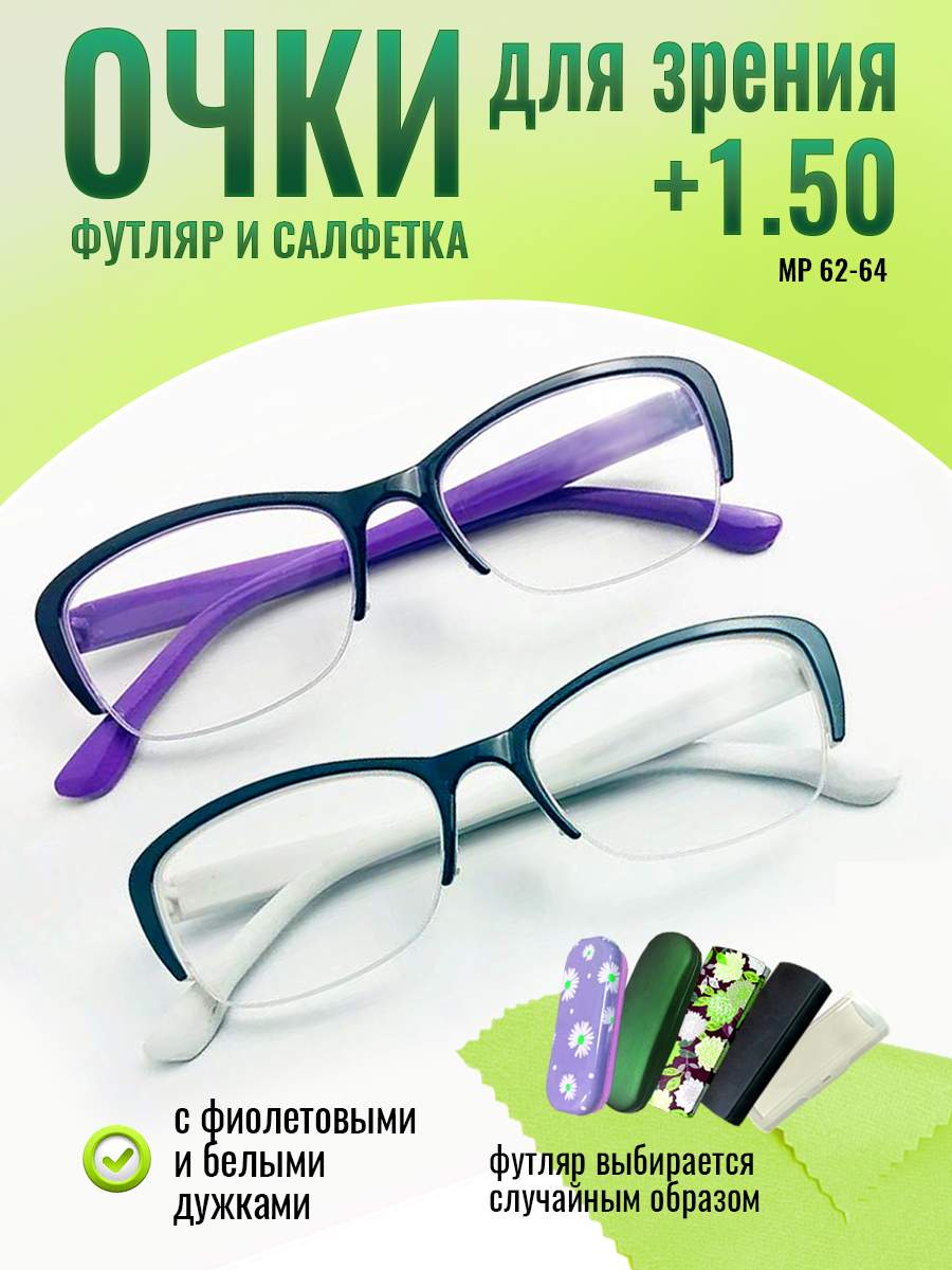 

Очки для чтения корригирующие для зрения optika brand фиолетовые белые +1.50, 0057-fiol-bel