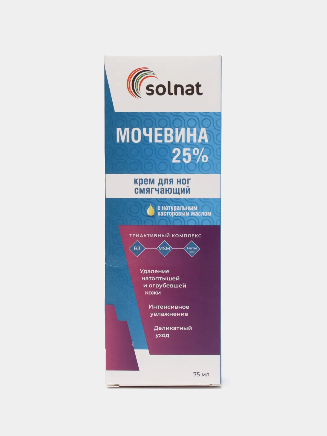 

Крем для ног Solnat Мочевина 25%, смягчающий, с касторовым маслом, 75 мл