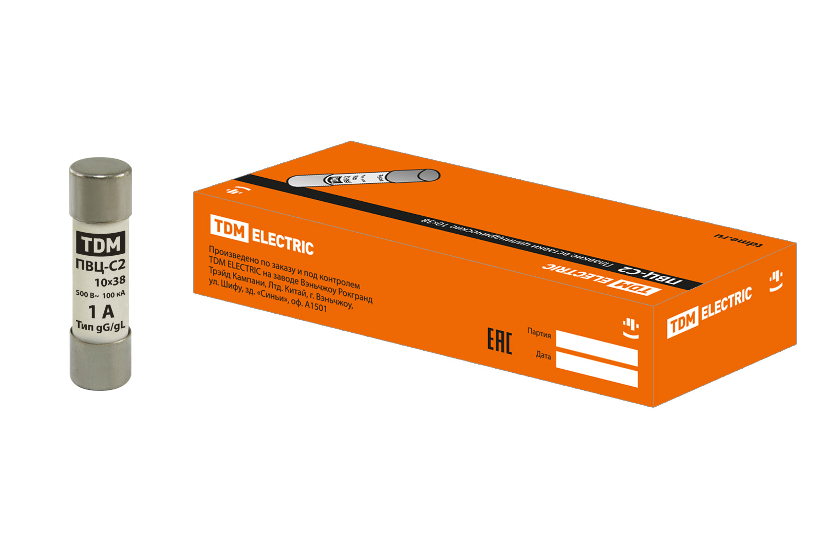 фото Плавкая вставка пвц-с2 10х38 1а tdm sq0729-0002 (20 шт) tdm electric