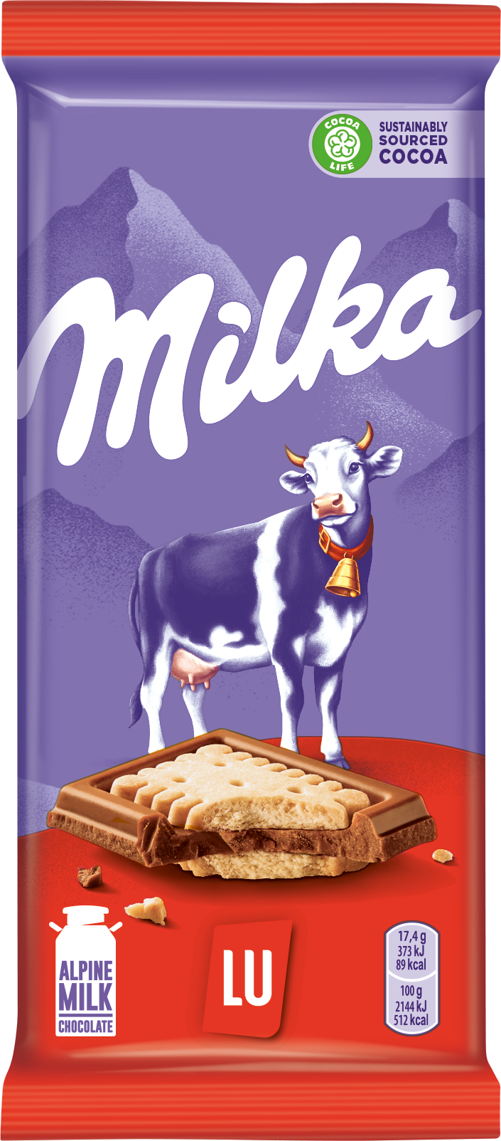 Шоколад молочный Milka с печеньем lu 87 г
