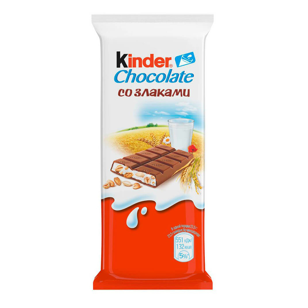 Шоколад kinder Chocolate молочный со злаками 94 г