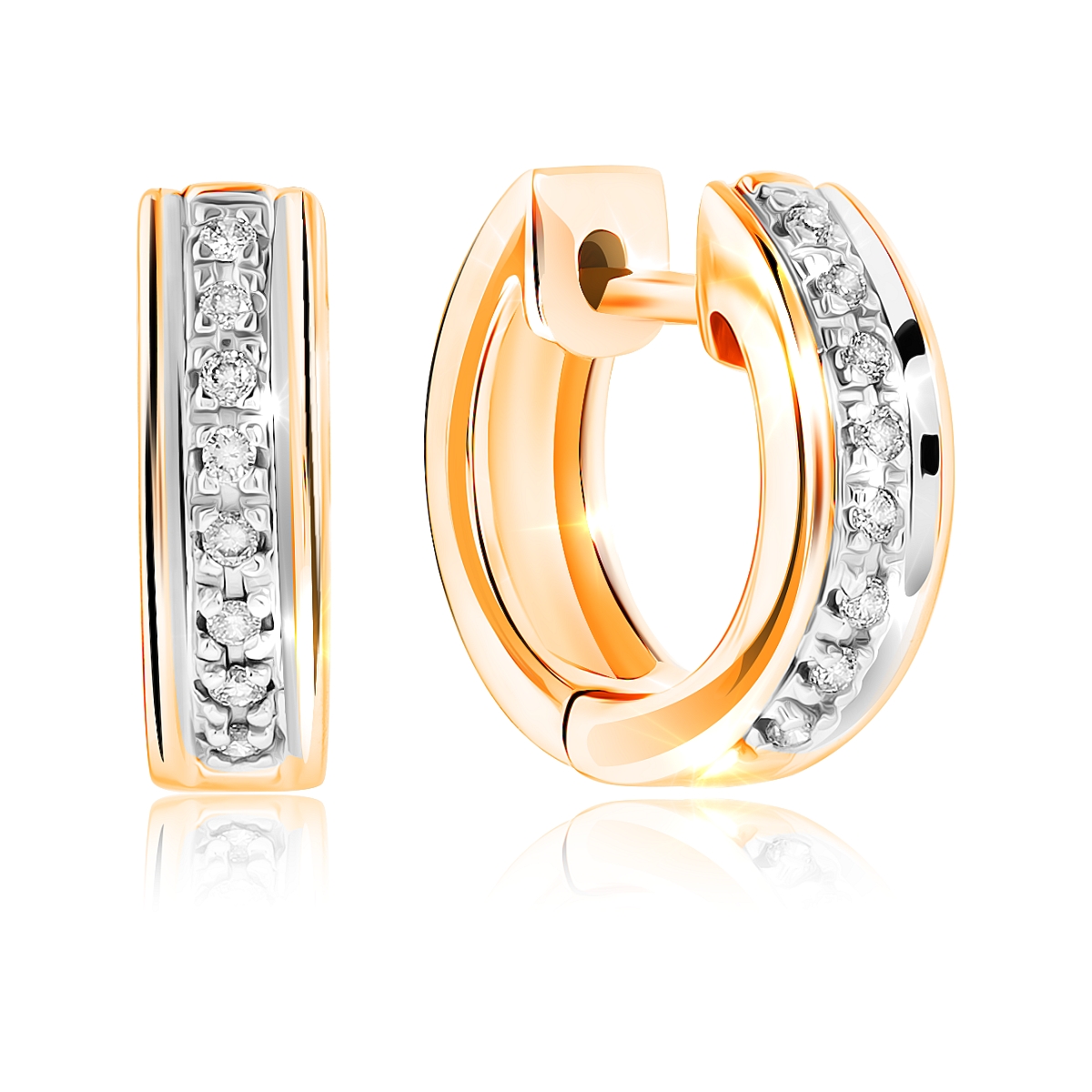 Серьги конго из красного золота VALTERA 111201, бриллиант