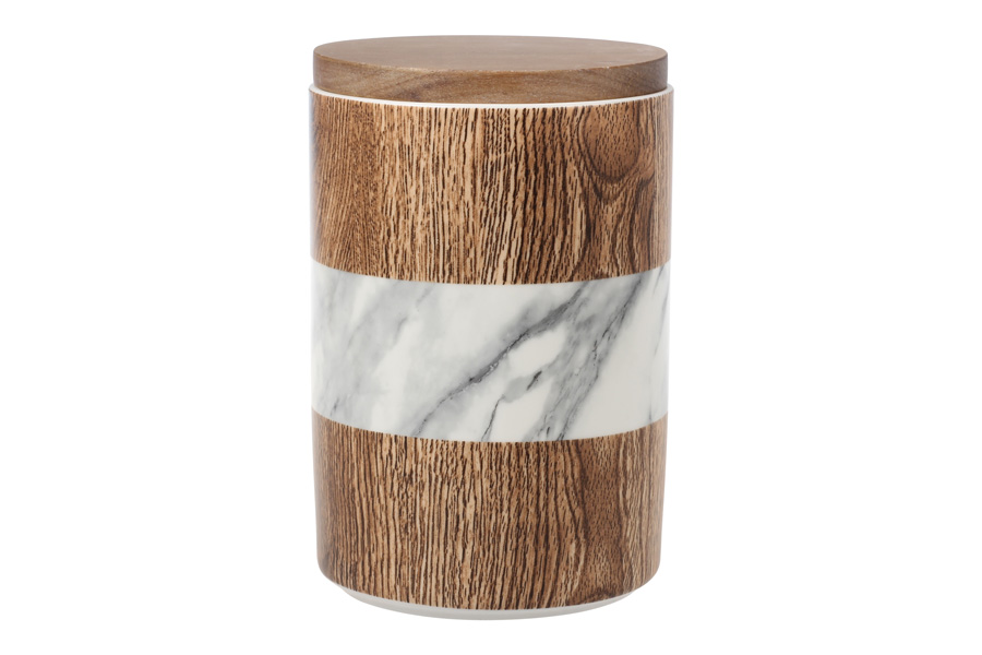 Банка для сыпучих продуктов Home & Style, Wood&Marble HS10-1519-1556A-M7, 1100 мл, 17х11,5