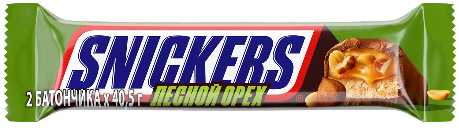 Шоколадный батончик Snickers лесной орех 81 г 109₽