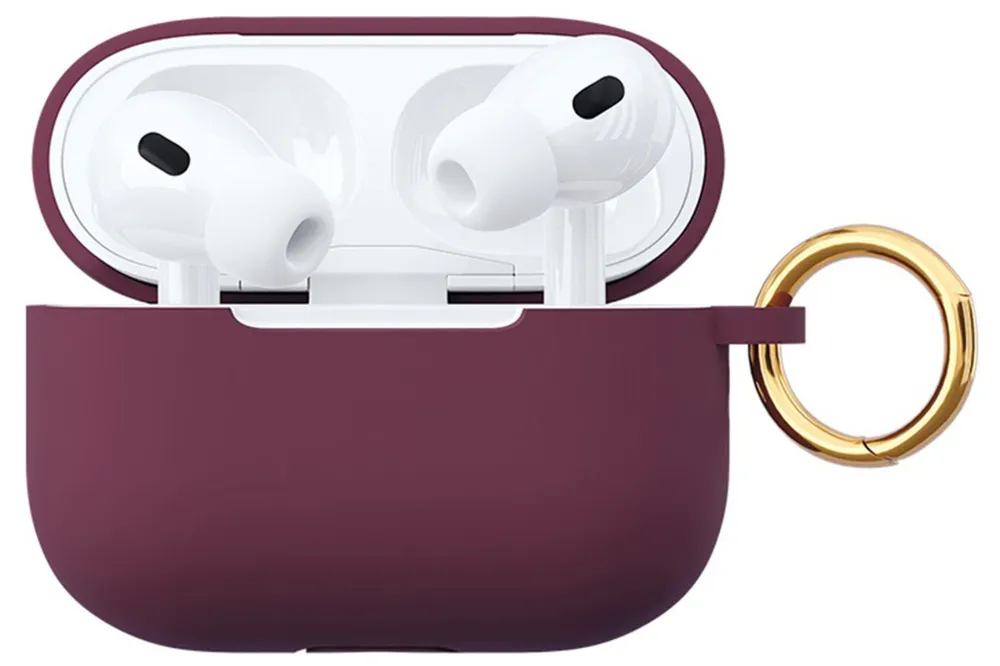 

Силиконовый чехол VLP Silicone Case Soft Touch для Apple AirPods Pro 2 Marsala (с кольцом), Бордовый, Apple AirPods Pro 2