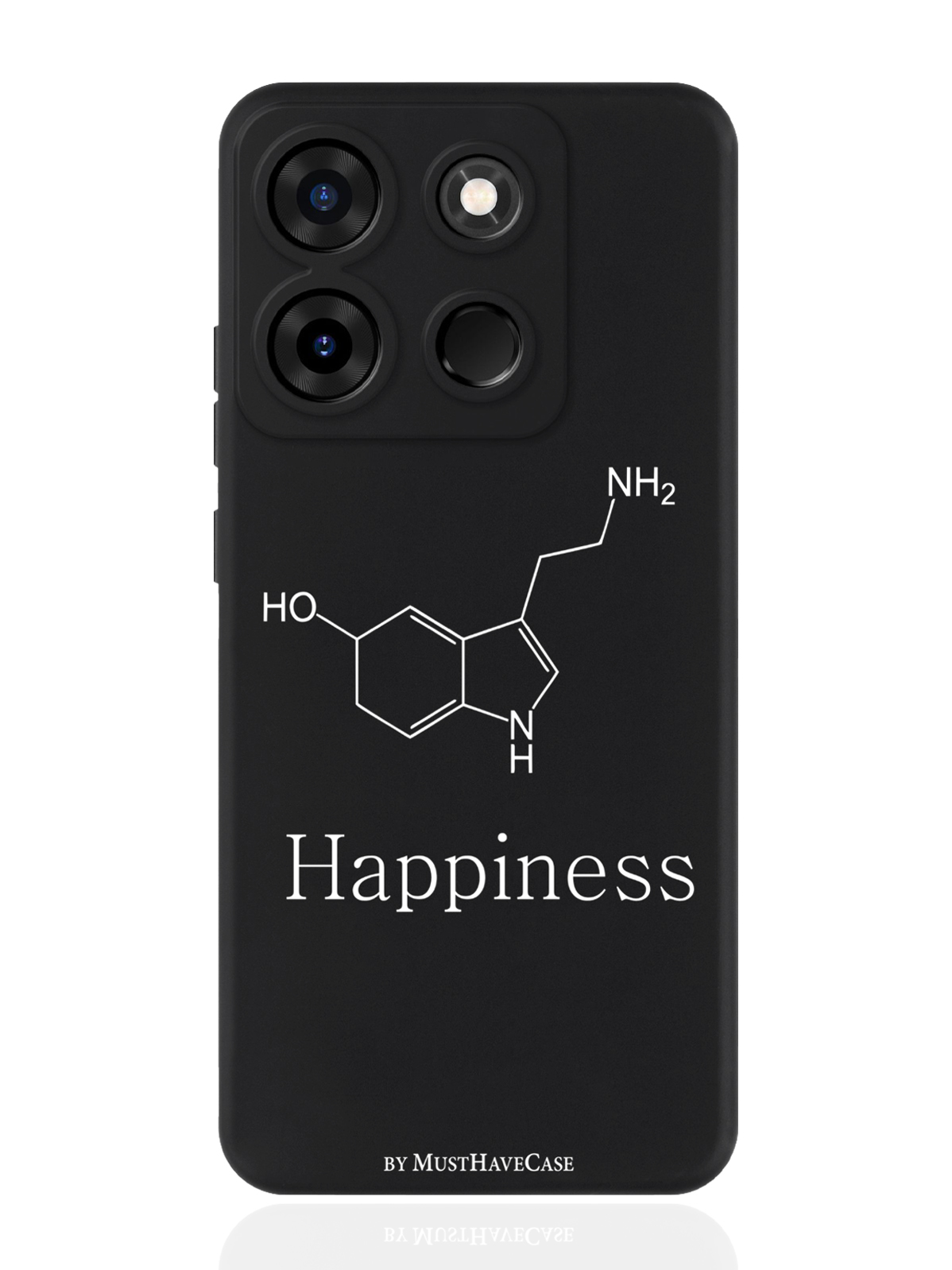 

Чехол для смартфона Infinix Smart 7 Plus черный силиконовый Молекула счастья, Черный;белый