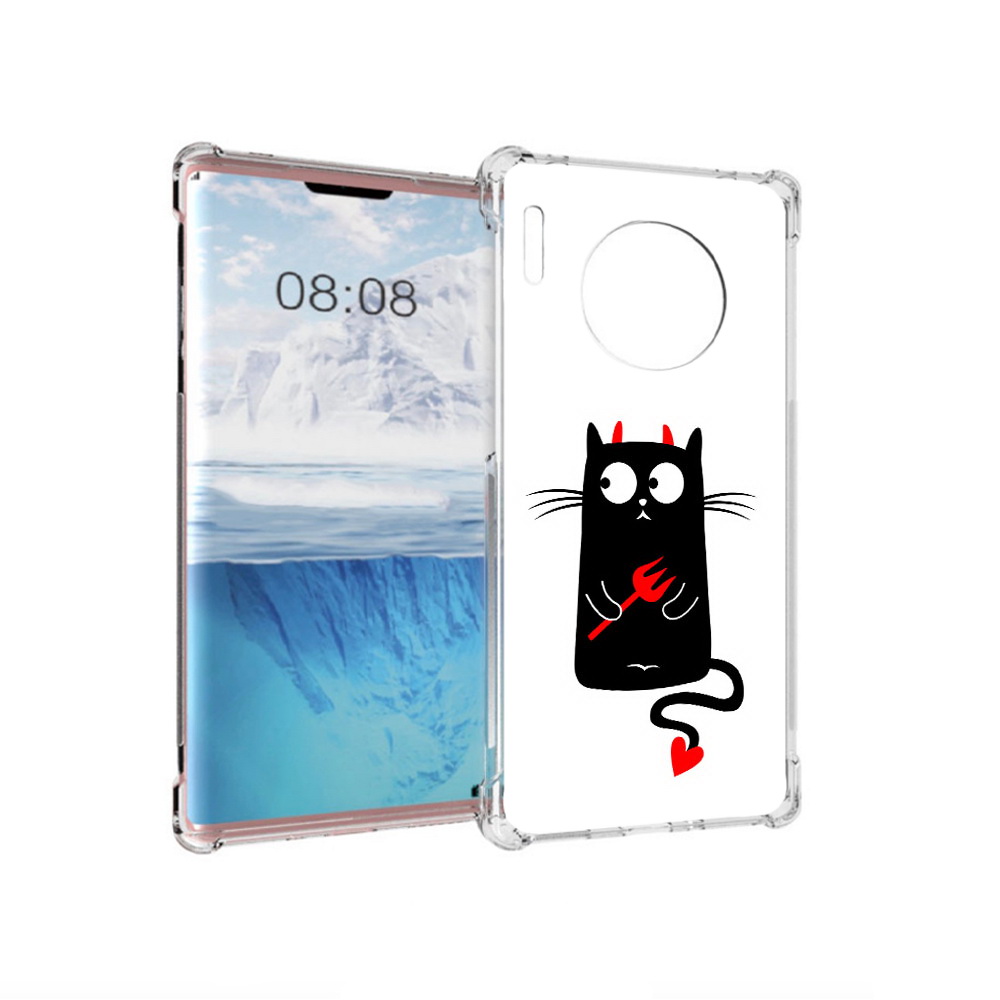 

Чехол MyPads Tocco для Huawei Mate 30 Pro Кот демон, Прозрачный, Tocco