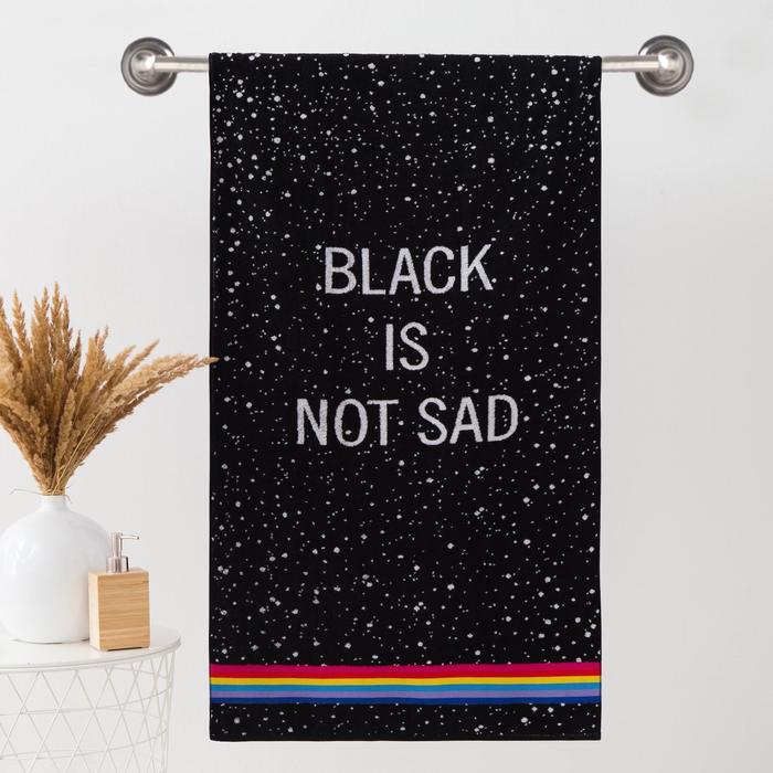 фото Полотенце махровое этель чб «black is not sad», пестроткань, 70х130 см