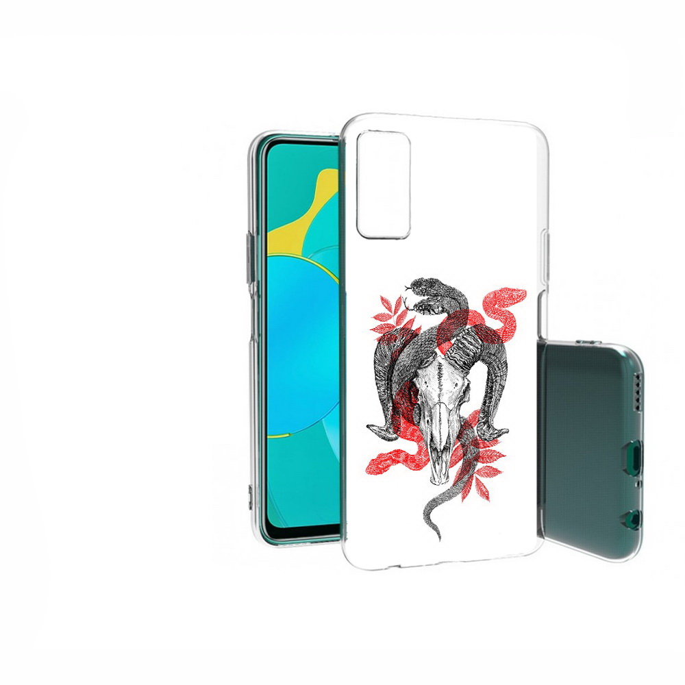 

Чехол MyPads Tocco для Huawei Honor 30S змея в черепе рисунок, Прозрачный, Tocco