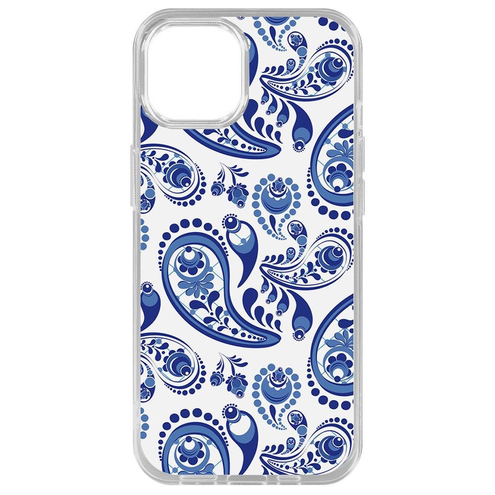 

Чехол-накладка Krutoff Clear Case Гжель для iPhone 14 Plus, Прозрачный