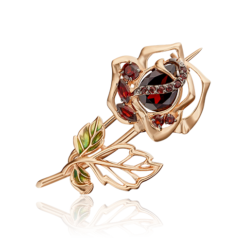 

Брошь из золота PLATINA jewelry 04-0237-00-204-1110-57, эмаль\гранат, 04-0237-00-204-1110-57