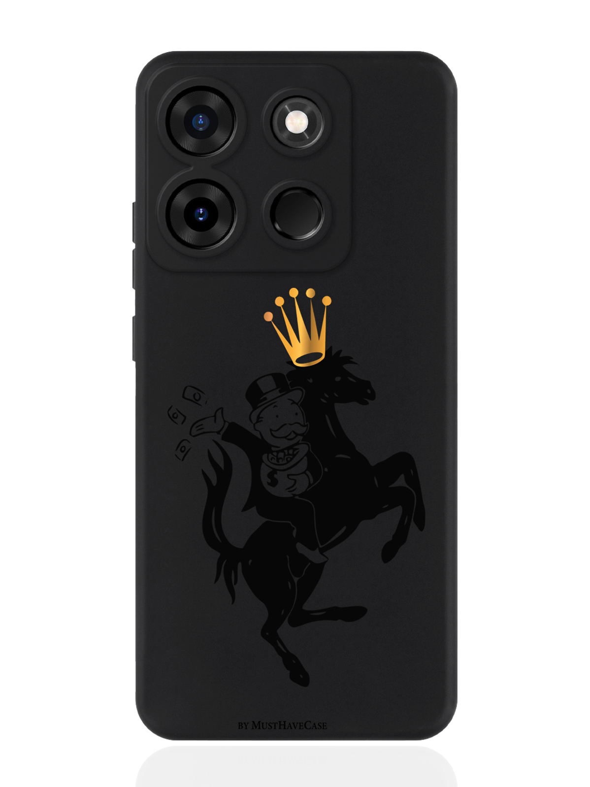 

Чехол для смартфона Infinix Smart 7 Plus черный силиконовый Monopoly на коне, Черный;белый