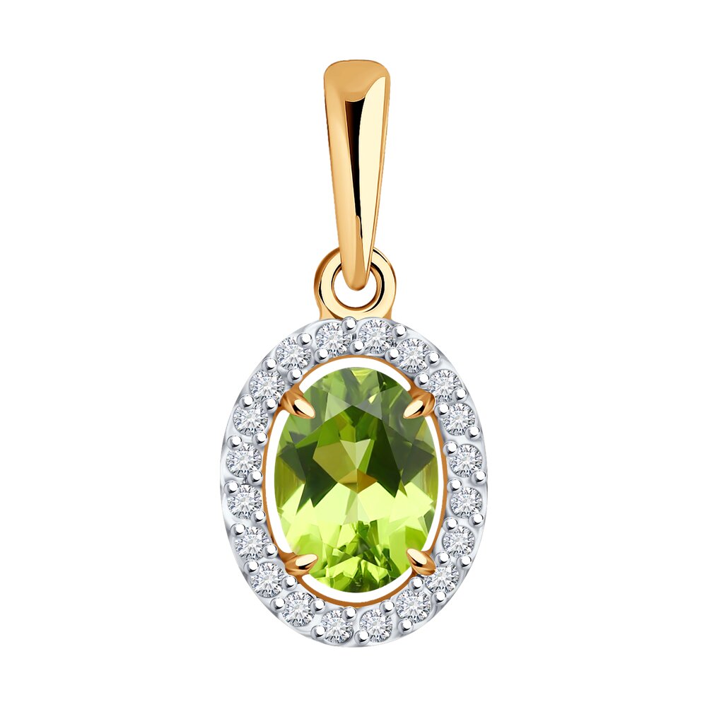 

Кулон из красного золота Diamant 51-330-02049-5, фианит\хризолит, 51-330-02049-5