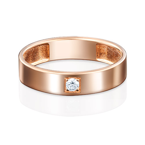 

Кольцо обручальное из красного золота р.  PLATINA jewelry 01-3399-00-401-1110-03, фианит, 01-3399-00-401-1110-03