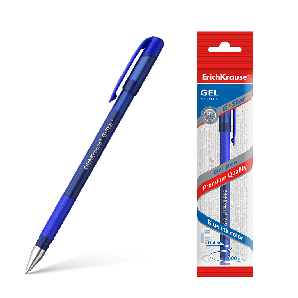 Ручка гелевая ErichKrause G-Star 45209, синяя, 0,5 мм, 1 шт.