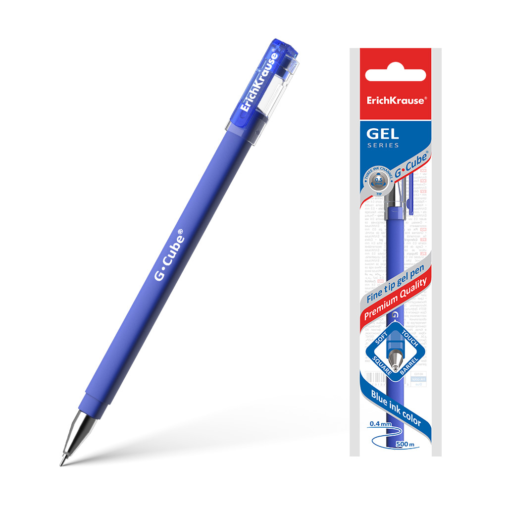 Ручка гелевая ErichKrause G-Cube 46163, синяя, 0,5 мм, 1 шт.