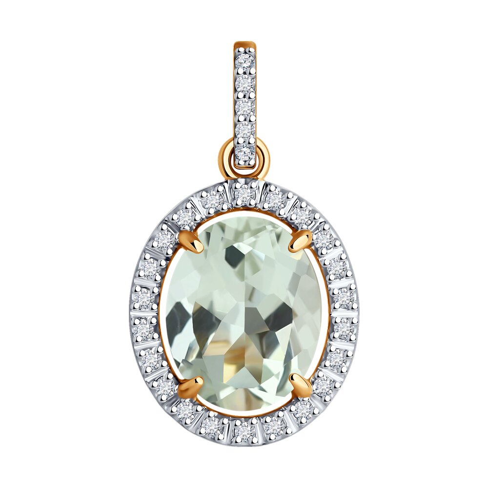 

Подвеска из красного золота Diamant 51-330-02442-3, фианит\празиолит, 51-330-02442-3