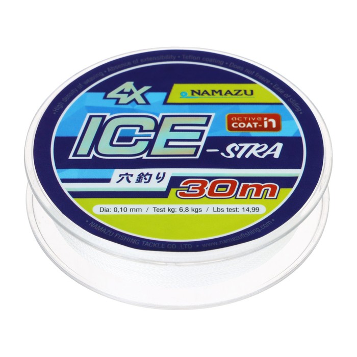 

Namazu Шнур плетеный Namazu "Ice-Stra" 4Х, длина 30м., d-0,1 мм, test-6,8 кг, белый
