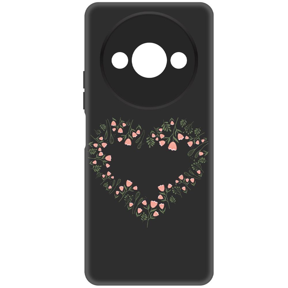 

Чехол-накладка Krutoff Soft Case Цветочное сердце для Xiaomi Redmi A3x черный