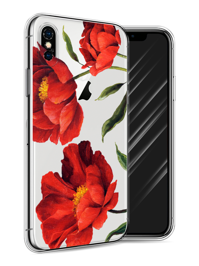 

Чехол Awog на Apple iPhone X (10) / Айфон X (10) "Красные маки", Разноцветный, 11050-8