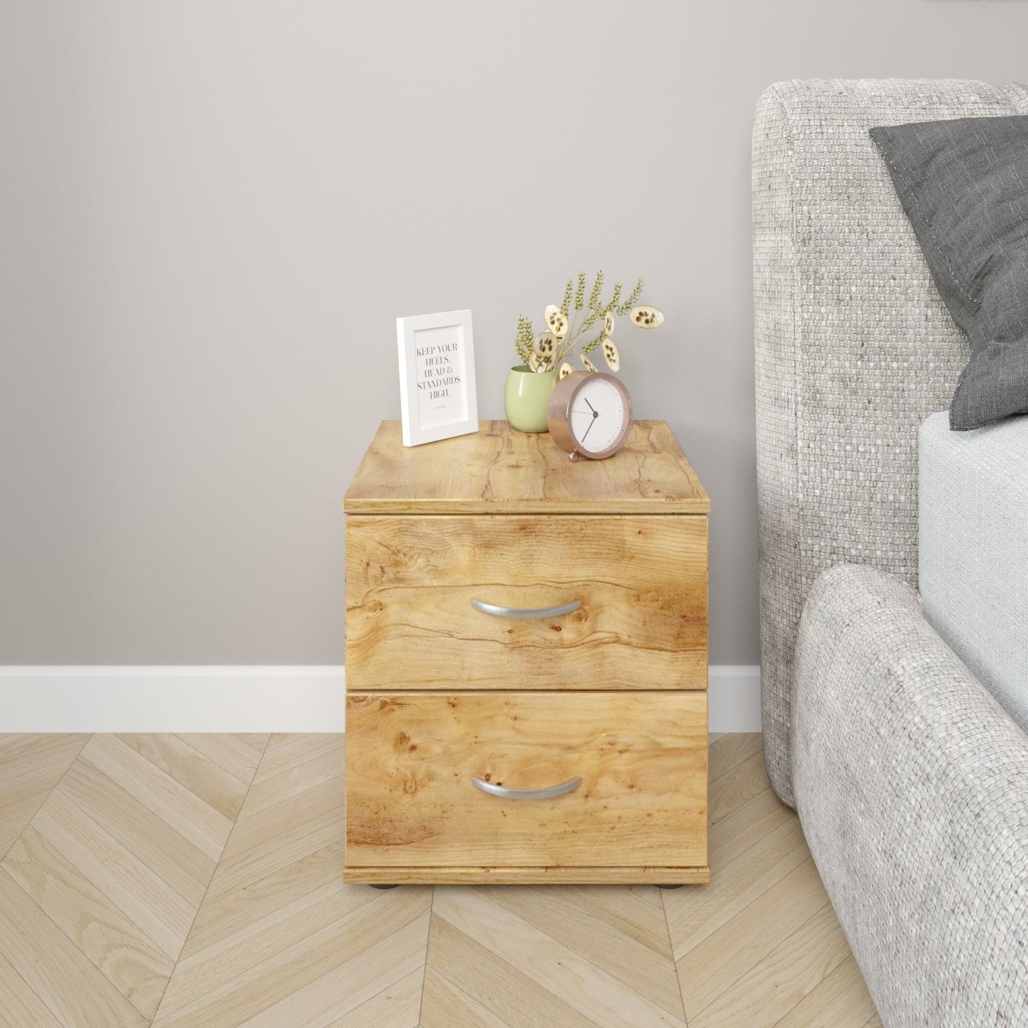 Тумба прикроватная напольная узкая с 2 ящиками Феликс 40х39х445 см Таксония Медовая 3888₽