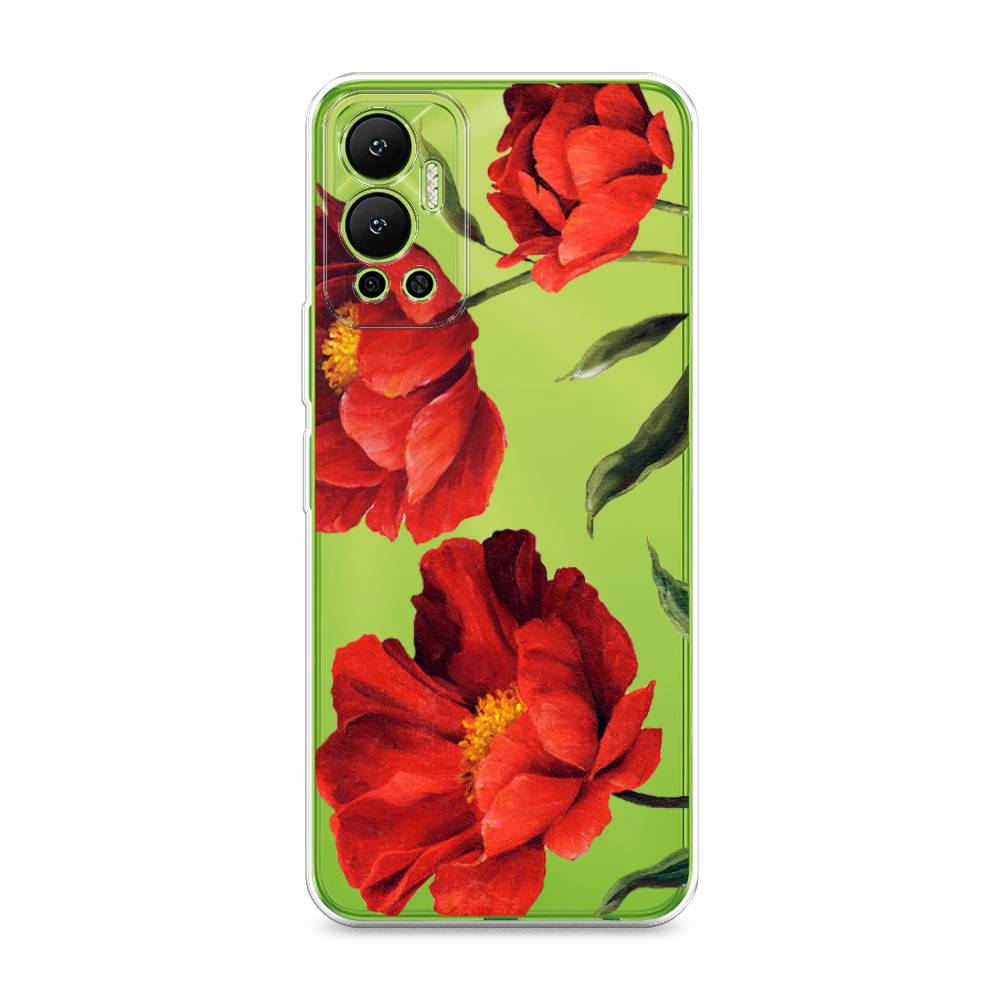 фото Силиконовый чехол "красные маки" на infinix hot 12 awog