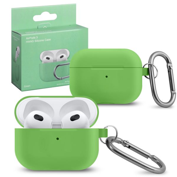 

Силиконовый чехол для Apple AirPods 3 с карабином Green, Зеленый, AirPods 3