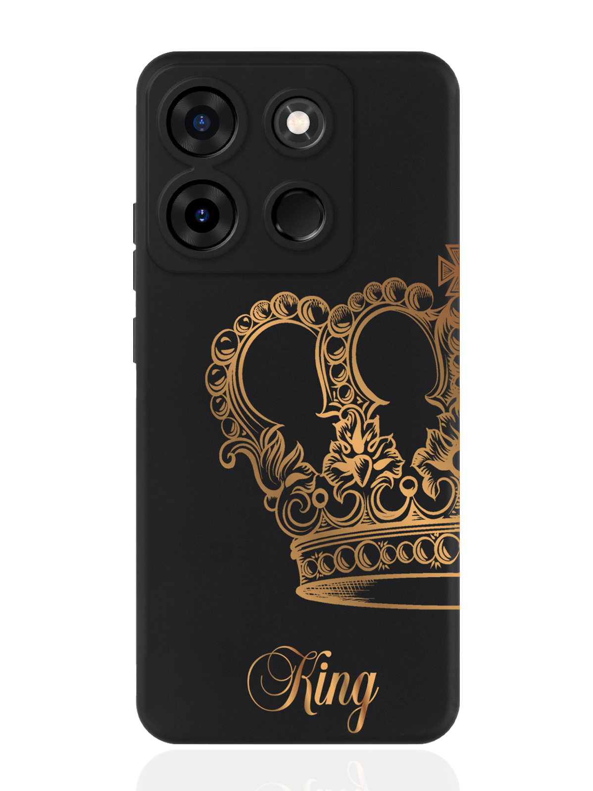 

Чехол для смартфона Infinix Smart 7 Plus черный силиконовый Парный чехол корона King, Черный;золотой