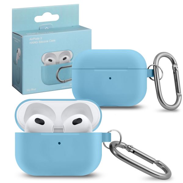 

Силиконовый чехол для Apple AirPods 3 с карабином Sky Blue, Синий, AirPods 3