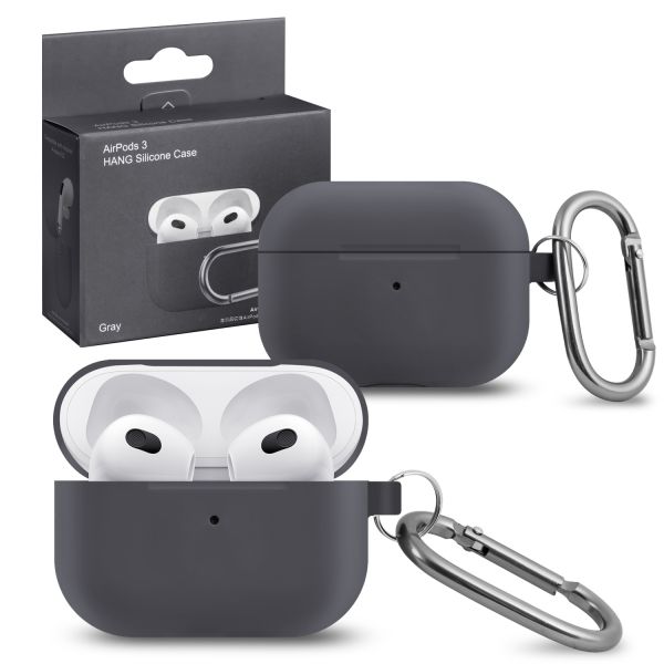 

Силиконовый чехол для Apple AirPods 3 с карабином Gray, Серый, AirPods 3