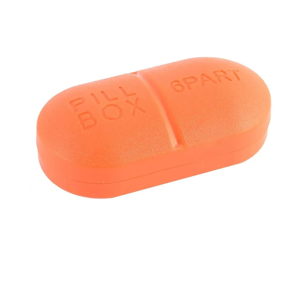Карманная таблетница Pill Box 6614 с 6-ю отделениями оранжевый
