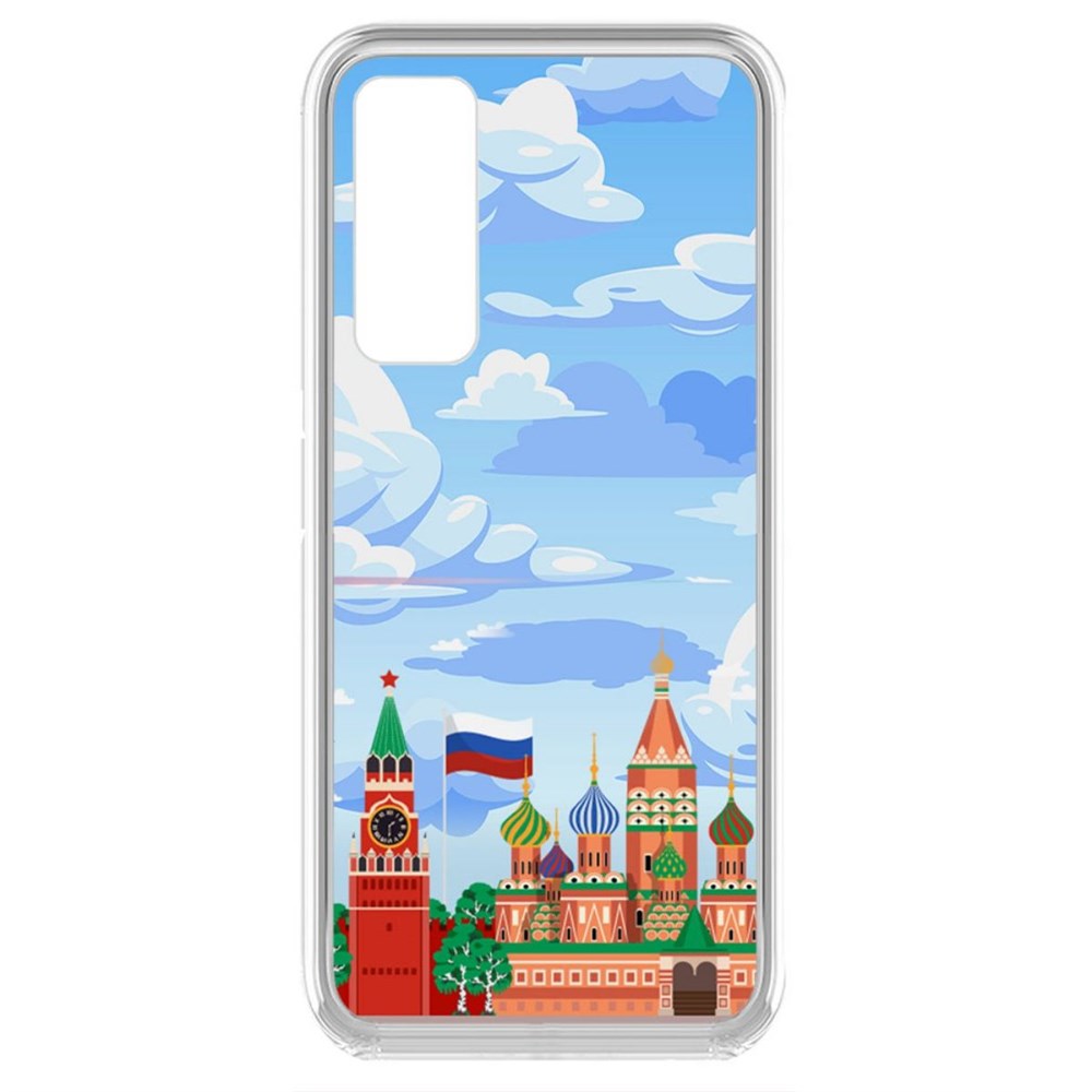 фото Чехол-накладка krutoff clear case красная площадь для huawei p smart (2021)